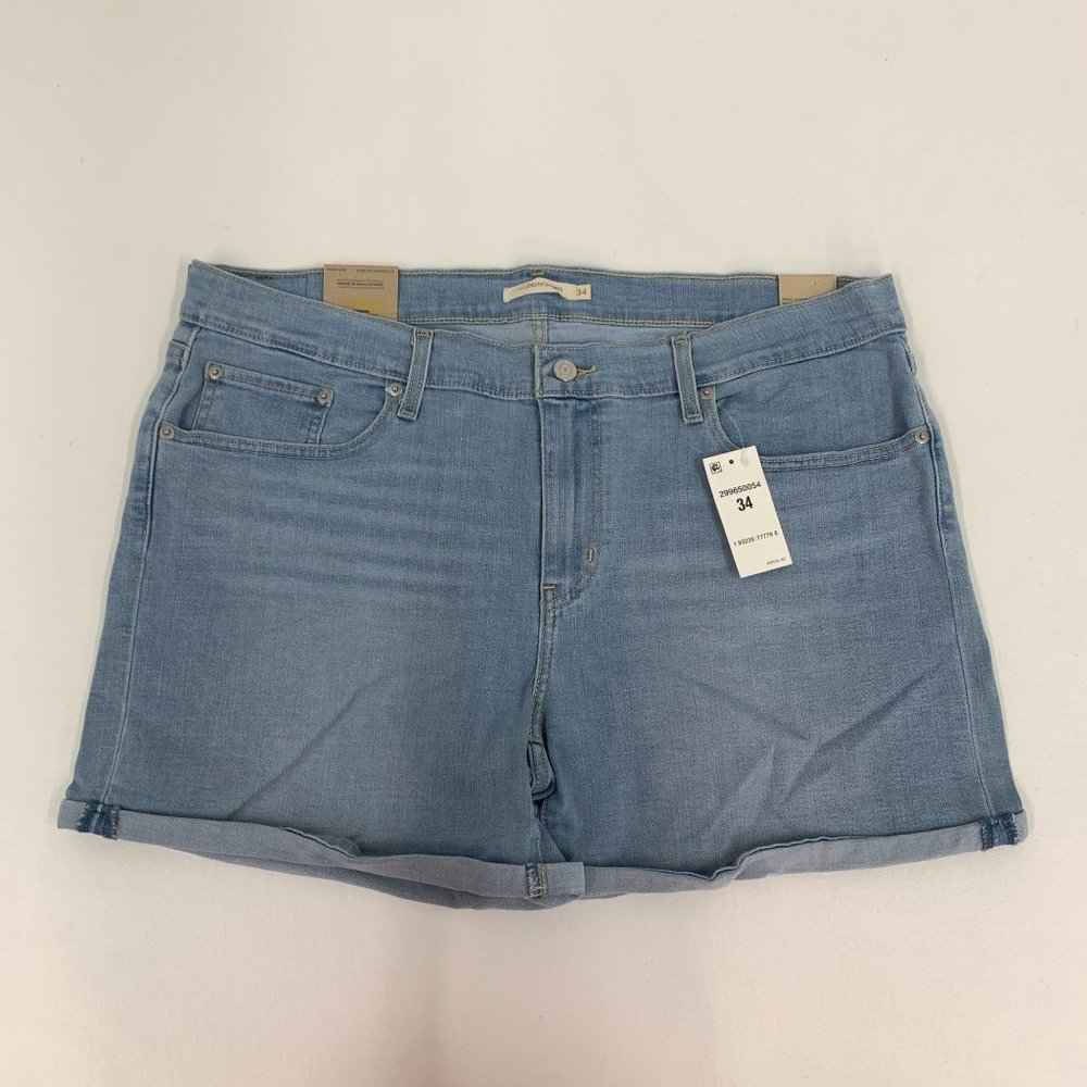 Levi's Women's Shorts 34 Mid Length Denim Cuffed Shorts Blue Size 18 W34